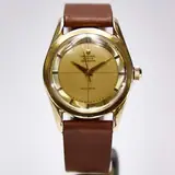 Pre-owned Universal Genève Polerouter 20214, 35 mm gold capped stainless steel case, champagne dial