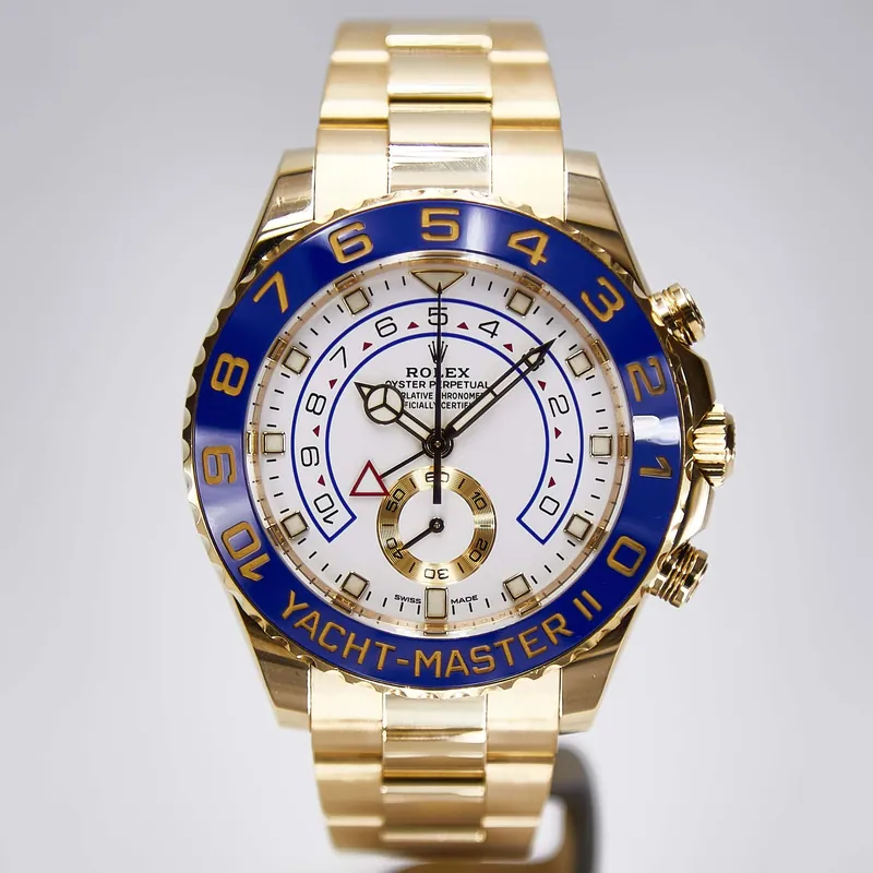 Pre-owned Rolex Yacht-Master II 116688, 44 mm 18k yellow gold case, white dial