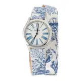 Pre-owned Omega De Ville Mini Tresor Steel on Blue Toile de Jouy