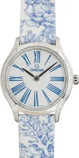 Pre-owned Omega De Ville Mini Tresor Steel on Blue Toile de Jouy, photo 2 of 6