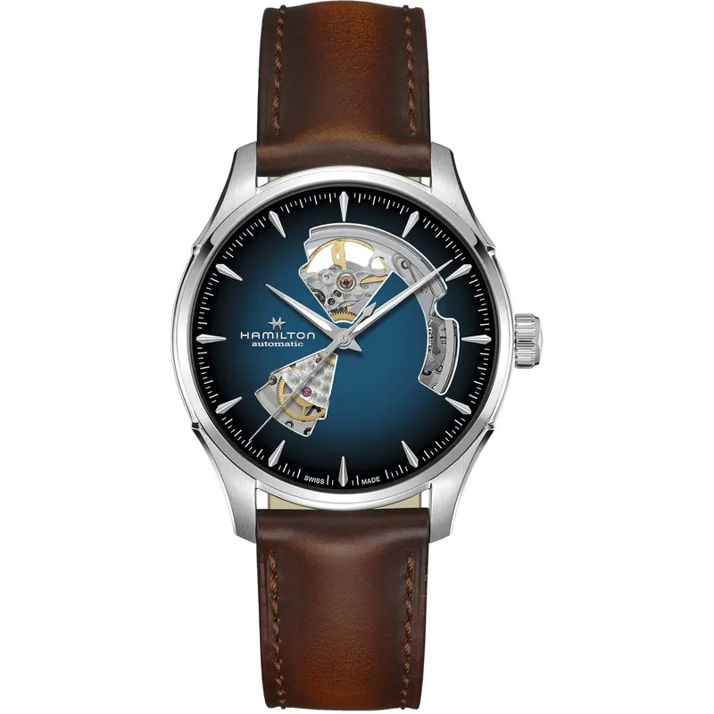 Hamilton Jazzmaster Open Heart H32675540, 40 mm stainless steel case, blue and skeleton dial