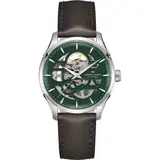 Pre-owned Hamilton Jazzmaster Skeleton H42535560, 40 mm stainless steel case, green and skeleton dial