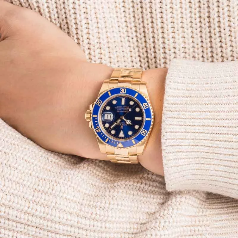 Used Rolex Submariner Yellow Gold 116618 Blue Dial