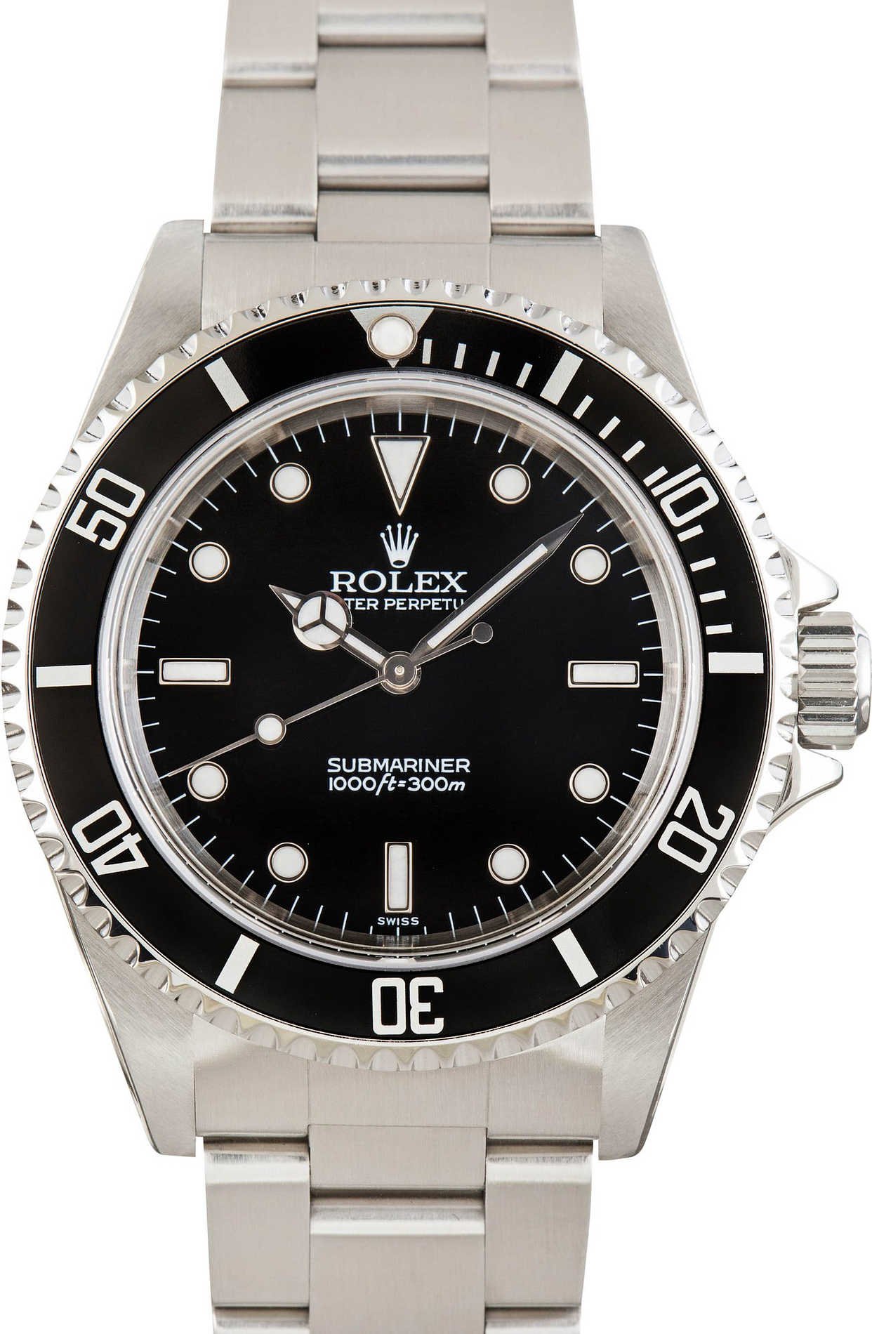 Pre-owned Rolex No Date Submariner Ref 14060 Black