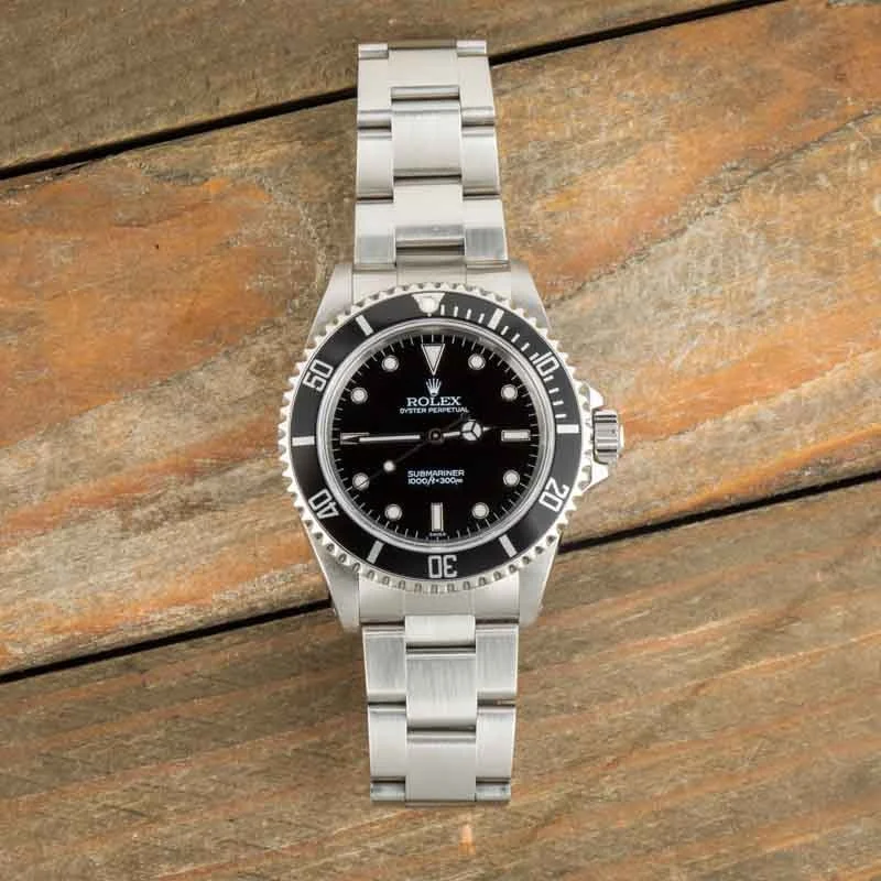 Pre-owned Rolex No Date Submariner Ref 14060 Black