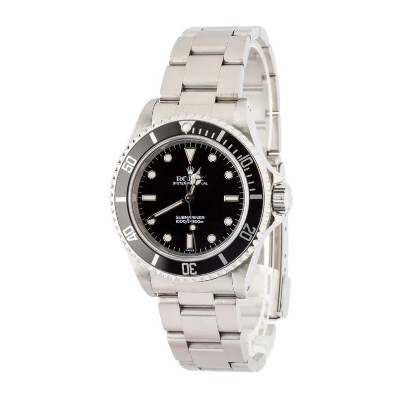Pre-owned Rolex No Date Submariner Ref 14060 Black