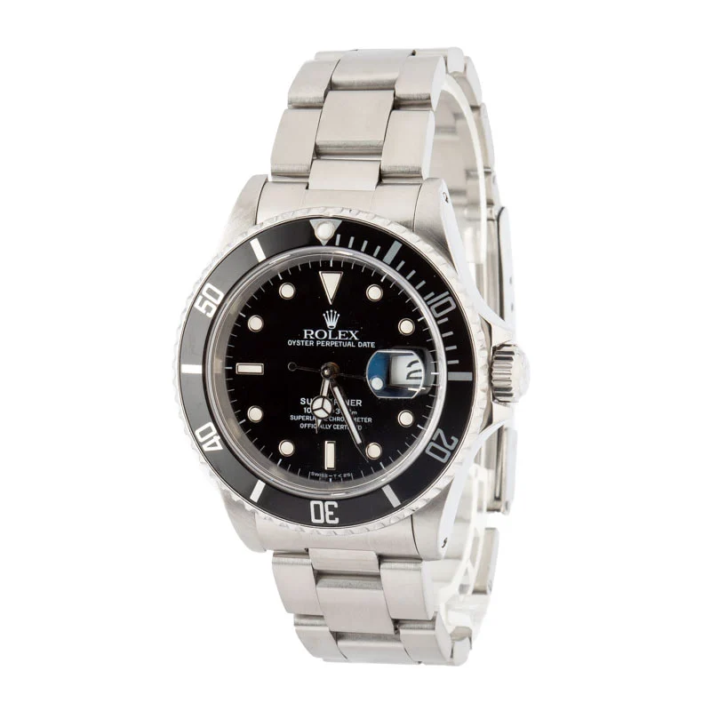 Pre-owned Rolex Submariner 16610 Black Dial