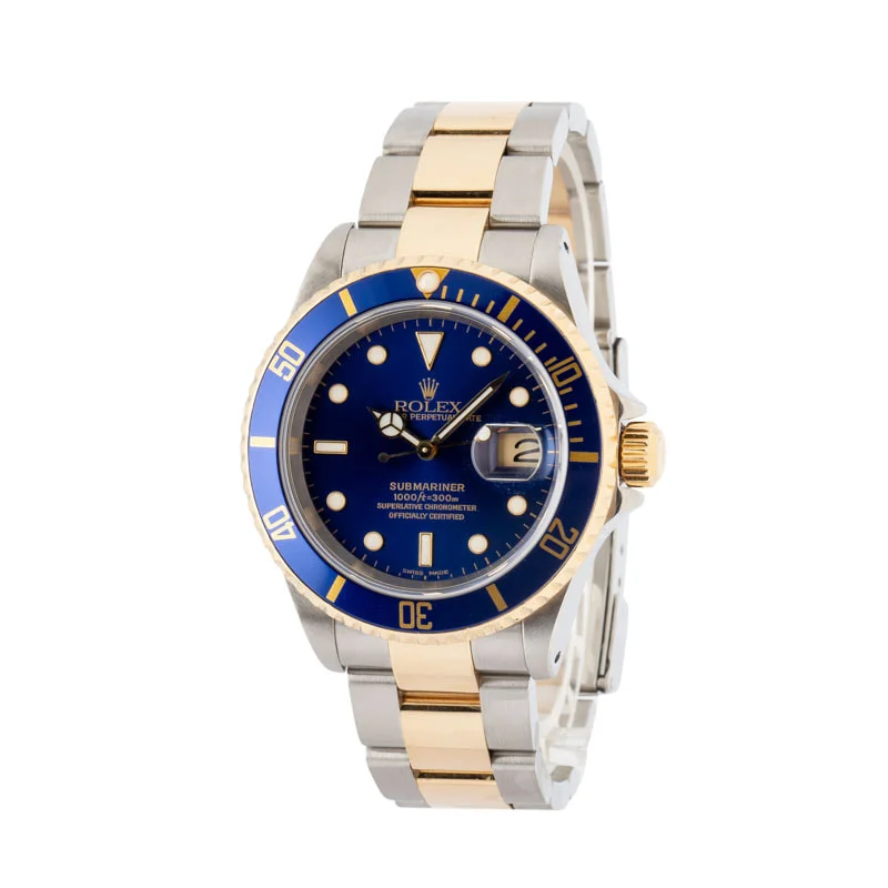 Pre-owned Rolex Submariner Steel & Gold 16613 Bluesy