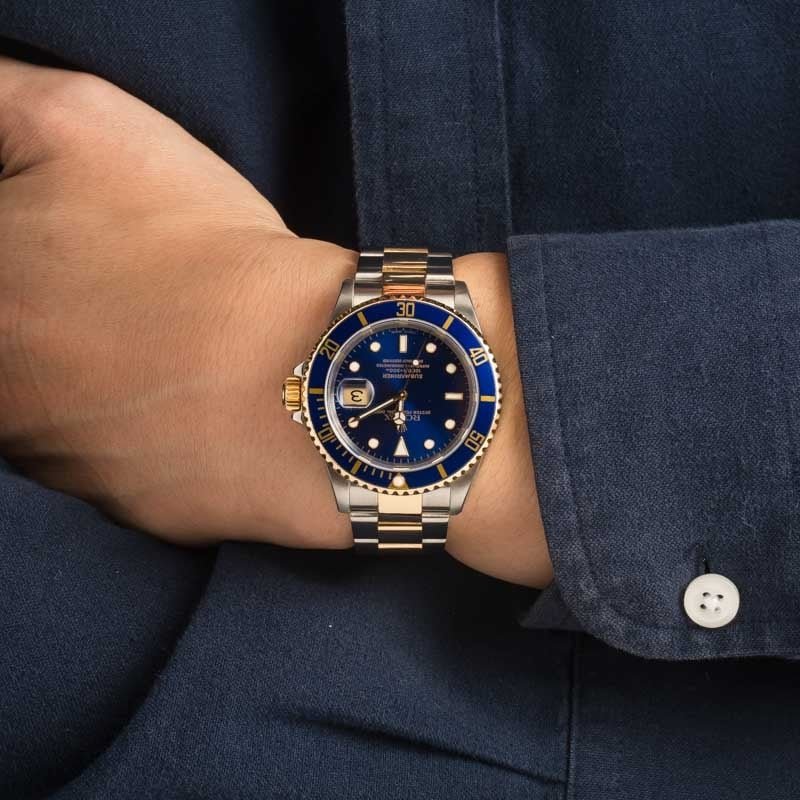 Pre-owned Rolex Submariner Steel & Gold 16613 Bluesy