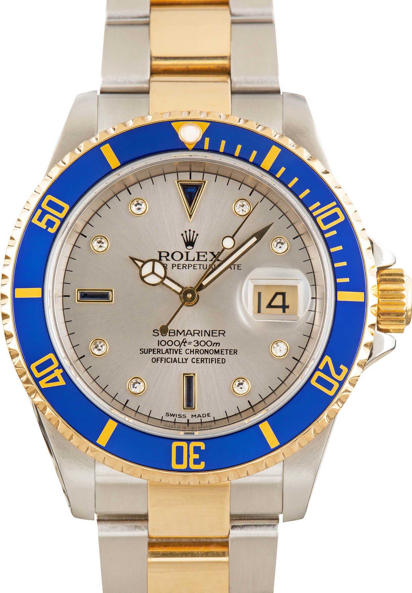 Used Serti Dial Rolex Submariner 16613 Steel & Gold