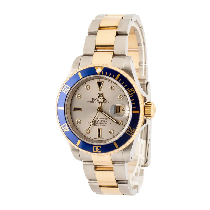 Used Serti Dial Rolex Submariner 16613 Steel & Gold