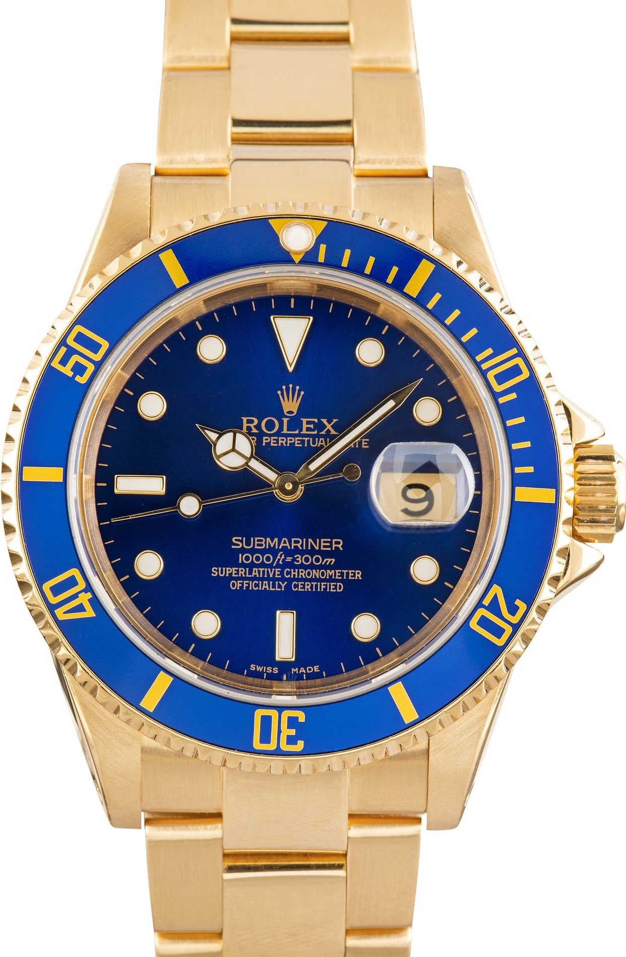 Pre-owned Rolex Submariner ref 16618 Blue Dial
