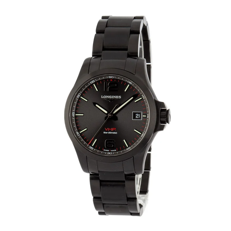 Longines Conquest Black 41MM Black PVD Stainless Steel