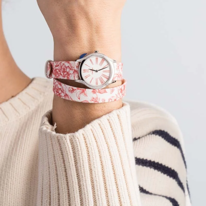 Omega De Ville Mini Tresor Steel on Red Toile de Jouy