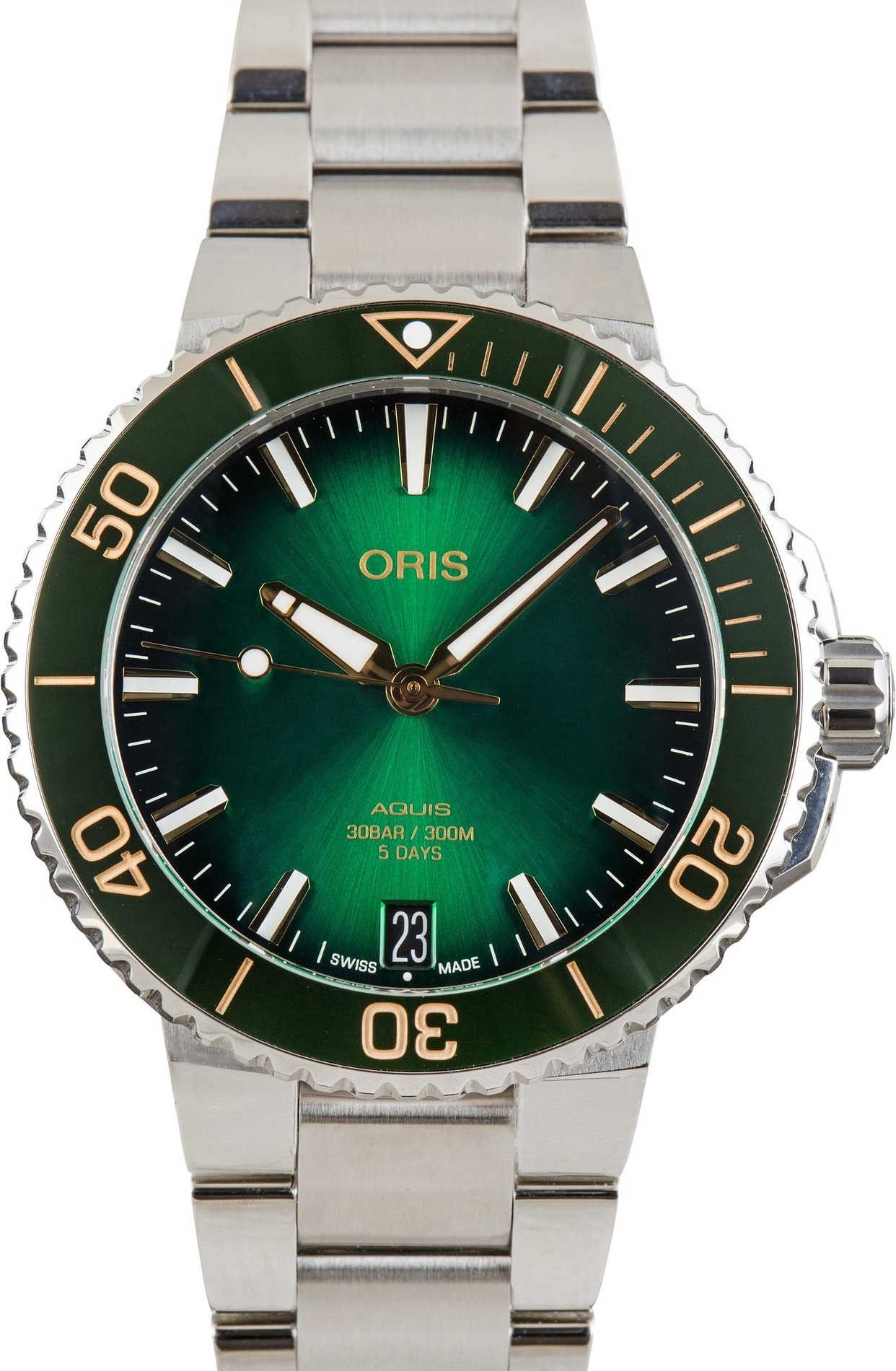 Oris Aquis Date Green Dial Calibre 400 Stainless Steel