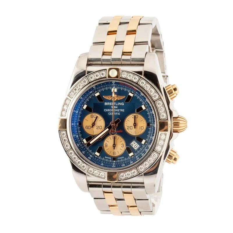 Breitling Chronomat 44 Blue Dial Diamond Bezel