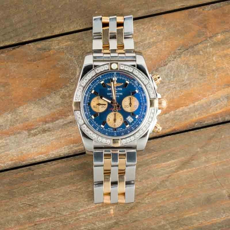 Breitling Chronomat 44 Blue Dial Diamond Bezel