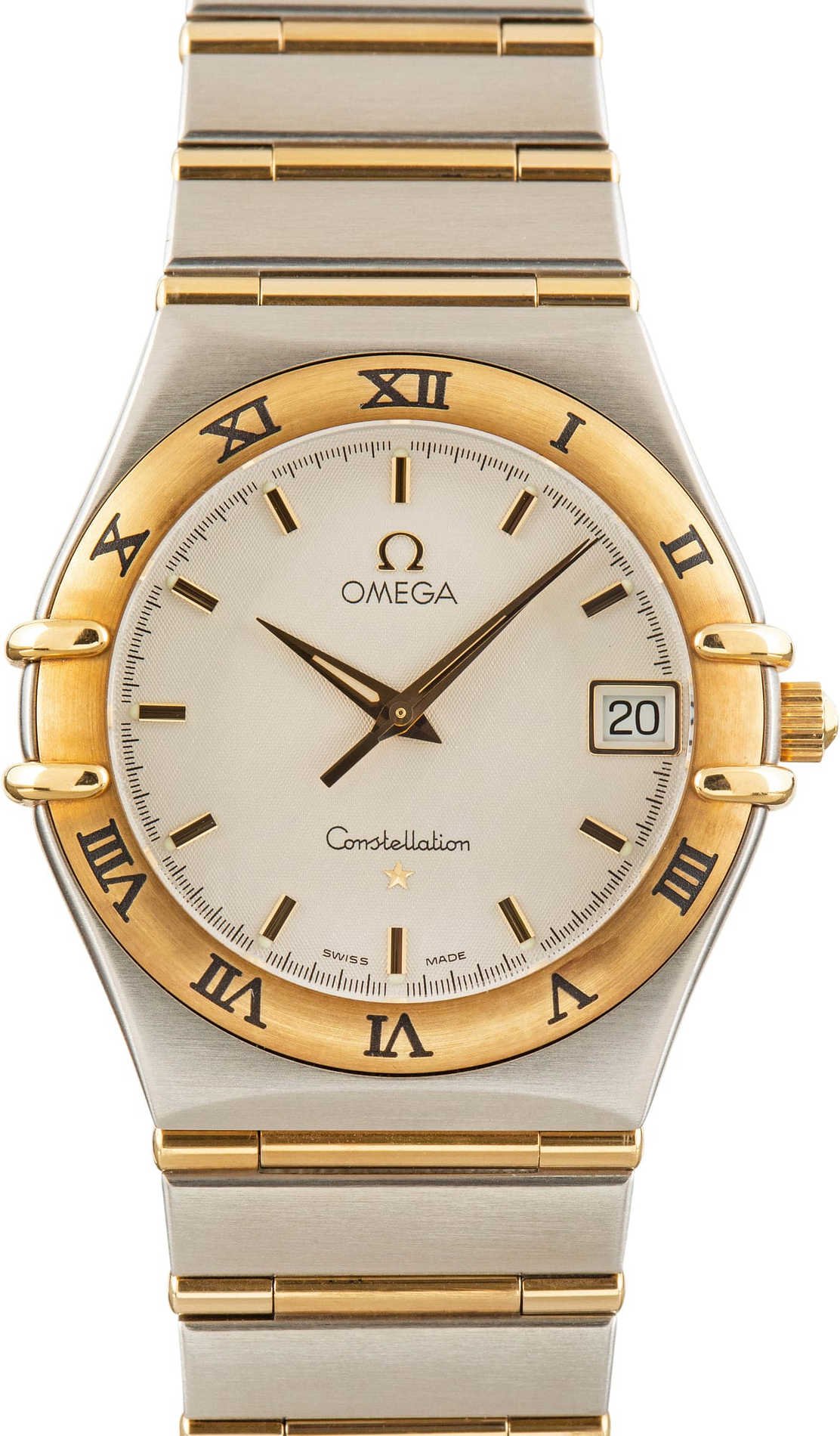 Used Two Tone Omega Constellation Silver Textured Dial