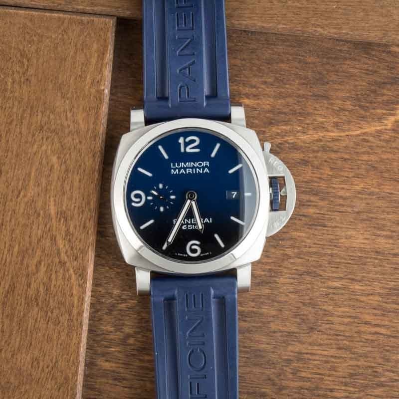 Pre-owned Panerai Luminor Marina Blu Profondo PAM01157 Blue Dial
