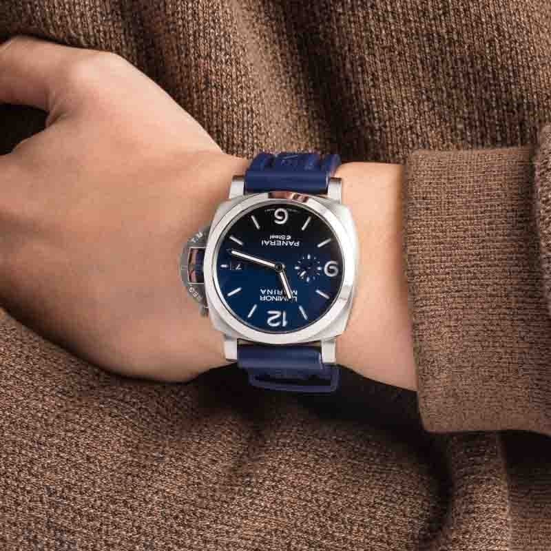 Pre-owned Panerai Luminor Marina Blu Profondo PAM01157 Blue Dial